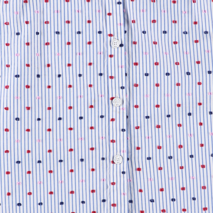 Brooks Brothers RED FLEECE Stripe Pattern / Dot Pattern Half-Length Long-Sleeve Shirt Dress (Women's Size M) cotton white type Vintage Second Hand