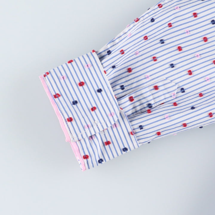 Brooks Brothers RED FLEECE Stripe Pattern / Dot Pattern Half-Length Long-Sleeve Shirt Dress (Women's Size M) cotton white type Vintage Second Hand