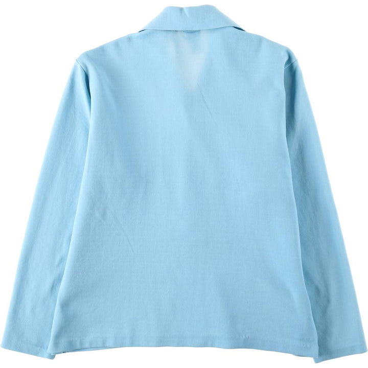 1970'S Helanca Long-Sleeve Open-Collar Box Shirt, Women's Size M (approx.), Vintage polyamide Blue type light blue Vintage Second Hand