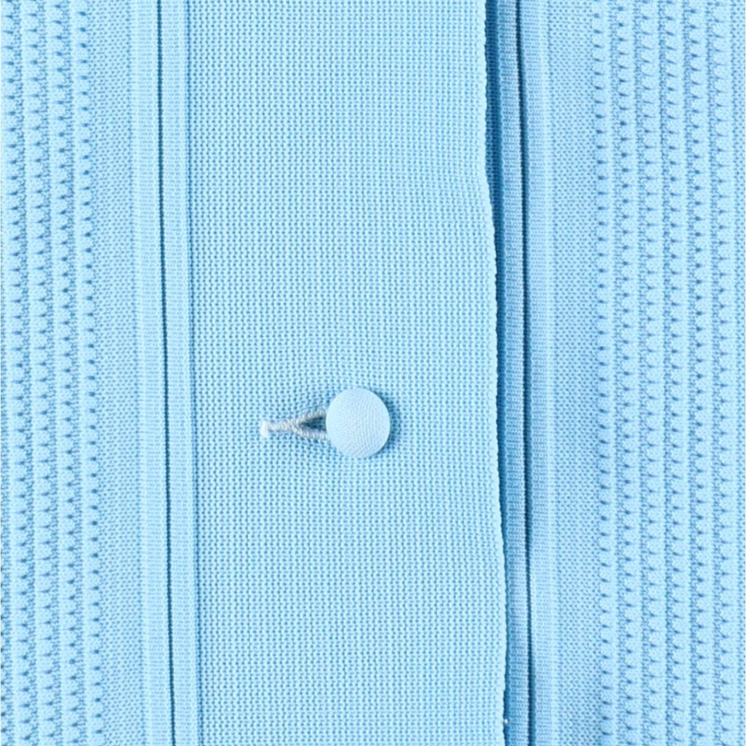 1970'S Helanca Long-Sleeve Open-Collar Box Shirt, Women's Size M (approx.), Vintage polyamide Blue type light blue Vintage Second Hand