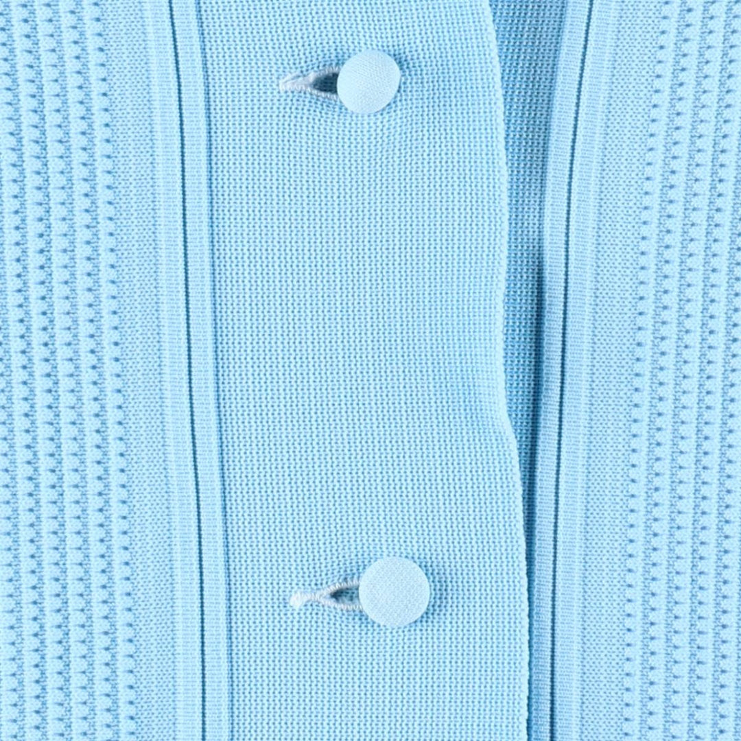1970'S Helanca Long-Sleeve Open-Collar Box Shirt, Women's Size M (approx.), Vintage polyamide Blue type light blue Vintage Second Hand