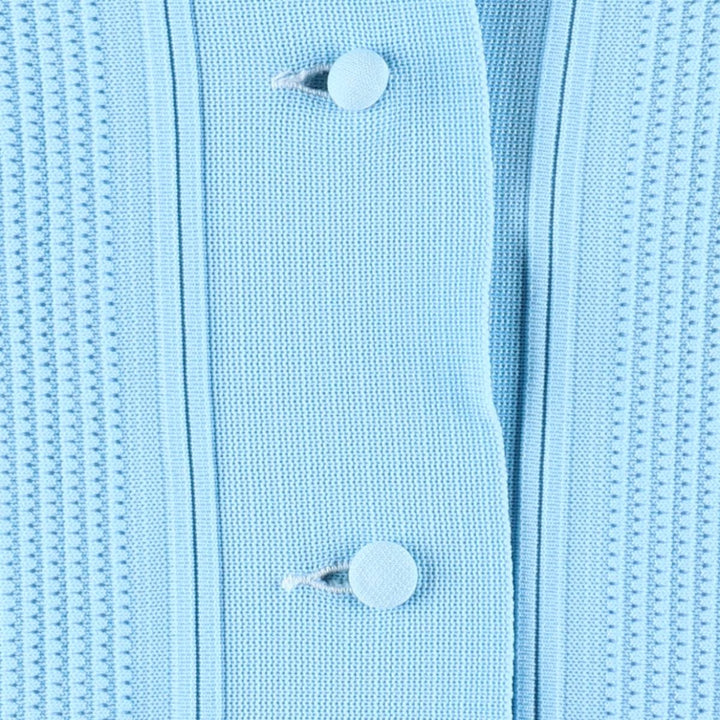 1970'S Helanca Long-Sleeve Open-Collar Box Shirt, Women's Size M (approx.), Vintage polyamide Blue type light blue Vintage Second Hand