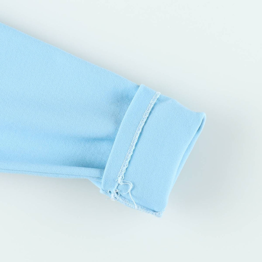 1970'S Helanca Long-Sleeve Open-Collar Box Shirt, Women's Size M (approx.), Vintage polyamide Blue type light blue Vintage Second Hand