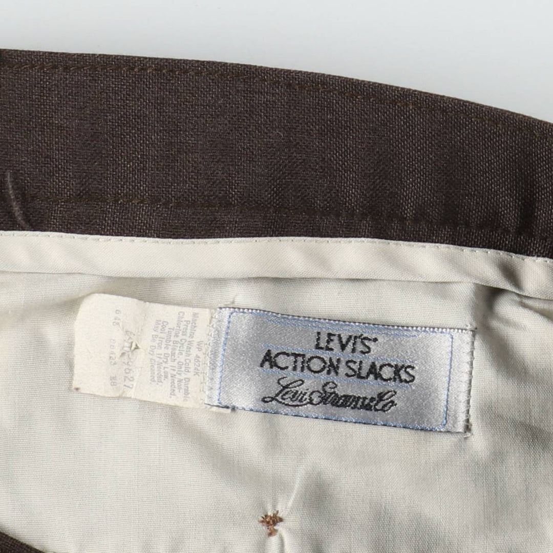 Vintage 1980'S Levi's Action Slacks, Men's Size 34 unclear brown type Vintage Second Hand