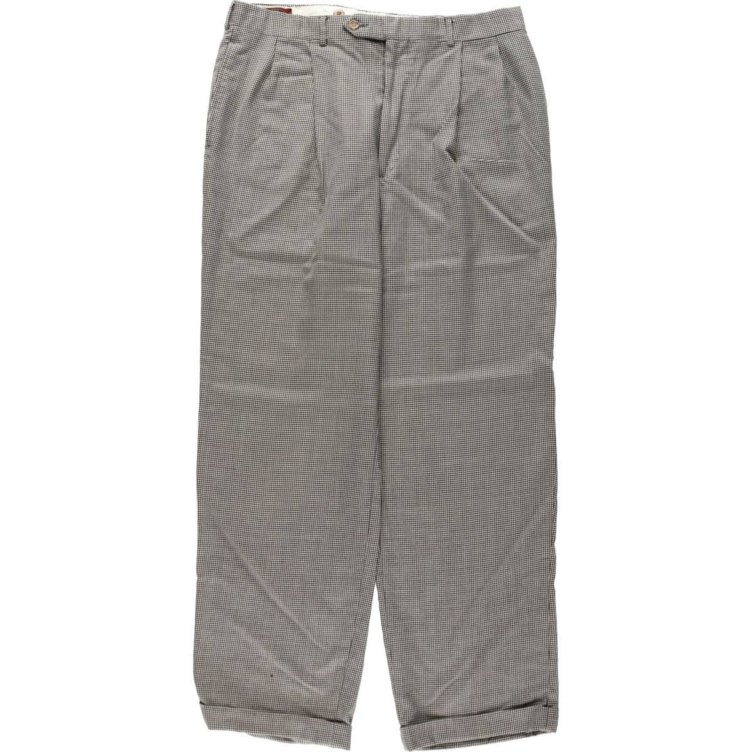CORBIN Houndstooth Pattern Two-Pleat Slacks, Made in USA, Men's W36 (approx.), Vintage unclear pale white type Vintage Second Hand