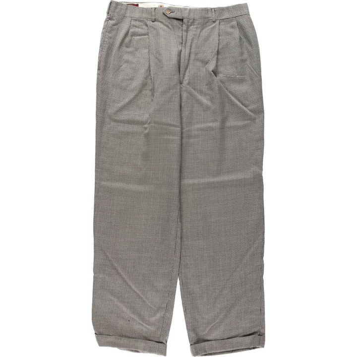 CORBIN Houndstooth Pattern Two-Pleat Slacks, Made in USA, Men's W36 (approx.), Vintage unclear pale white type Vintage Second Hand
