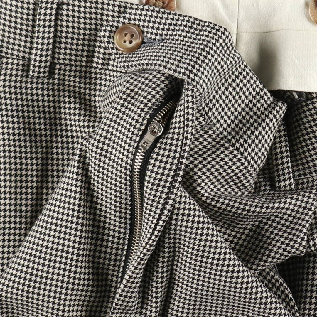 CORBIN Houndstooth Pattern Two-Pleat Slacks, Made in USA, Men's W36 (approx.), Vintage unclear pale white type Vintage Second Hand