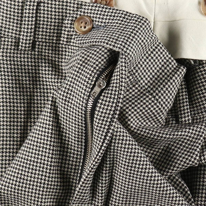 CORBIN Houndstooth Pattern Two-Pleat Slacks, Made in USA, Men's W36 (approx.), Vintage unclear pale white type Vintage Second Hand