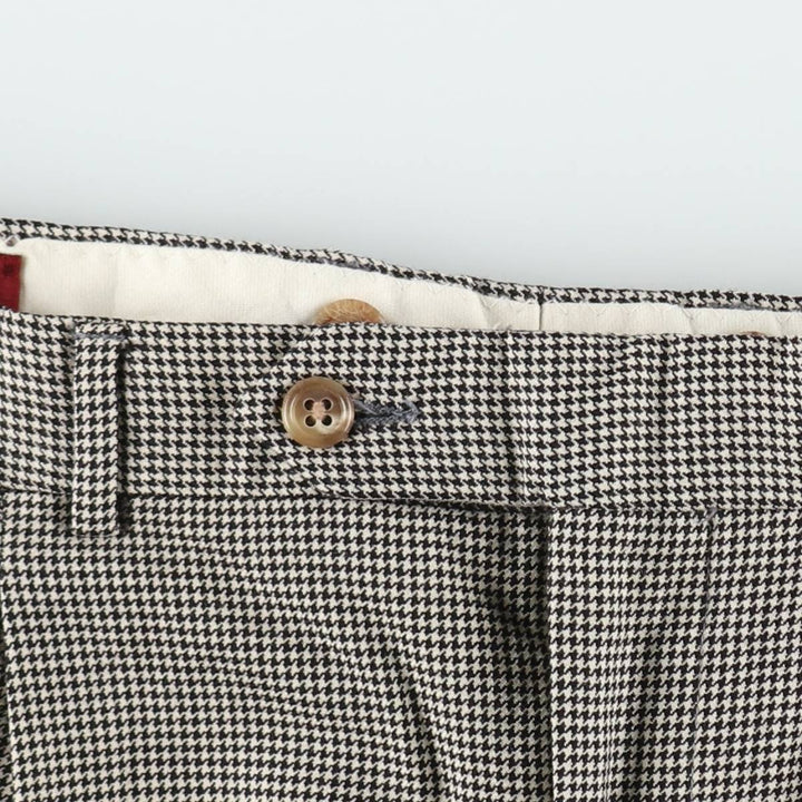 CORBIN Houndstooth Pattern Two-Pleat Slacks, Made in USA, Men's W36 (approx.), Vintage unclear pale white type Vintage Second Hand