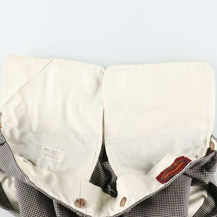 CORBIN Houndstooth Pattern Two-Pleat Slacks, Made in USA, Men's W36 (approx.), Vintage unclear pale white type Vintage Second Hand