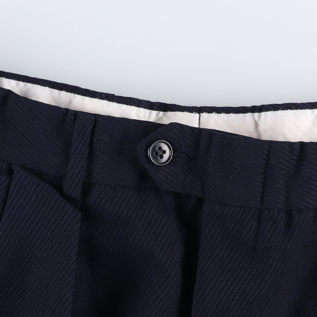 Stripe Pattern Slacks Pants Men's W32 unclear navy blue type Vintage Second Hand
