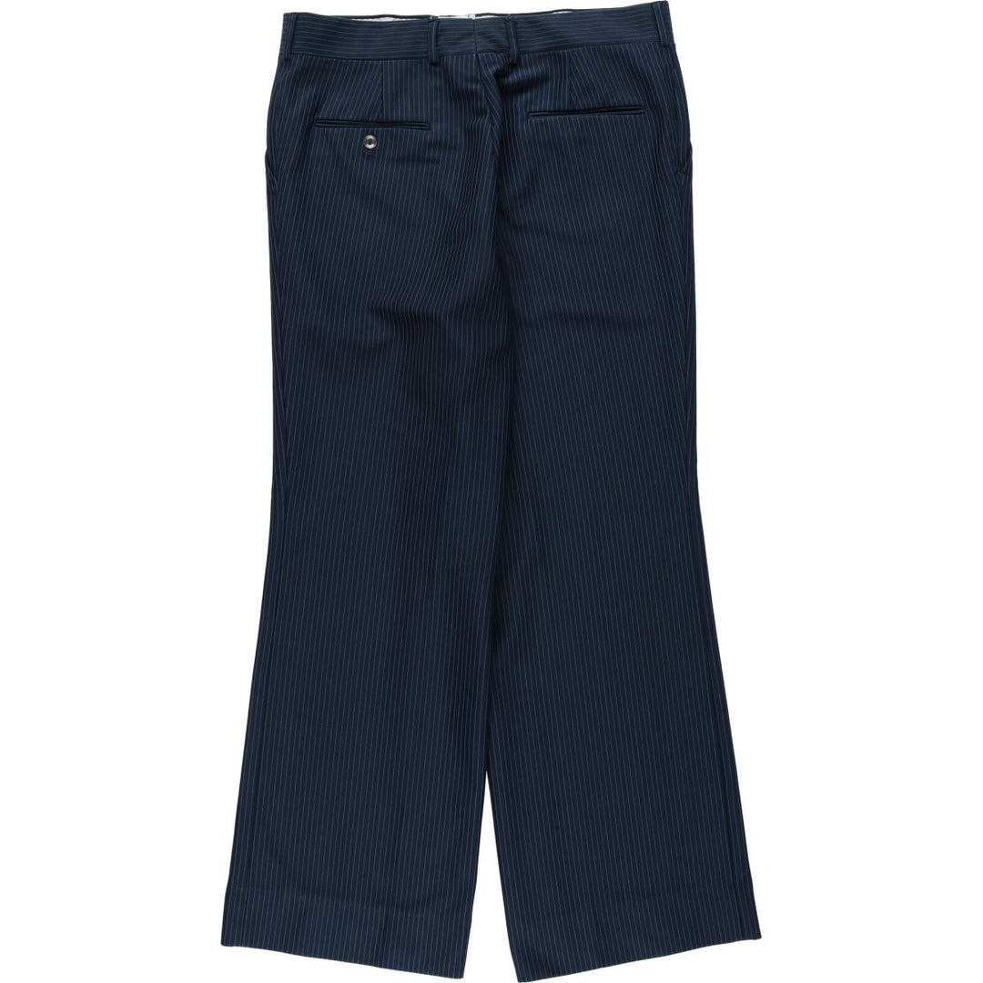~90'S Striped Pattern Slacks Pants Men's W34 Vintage unclear navy blue type Vintage Second Hand