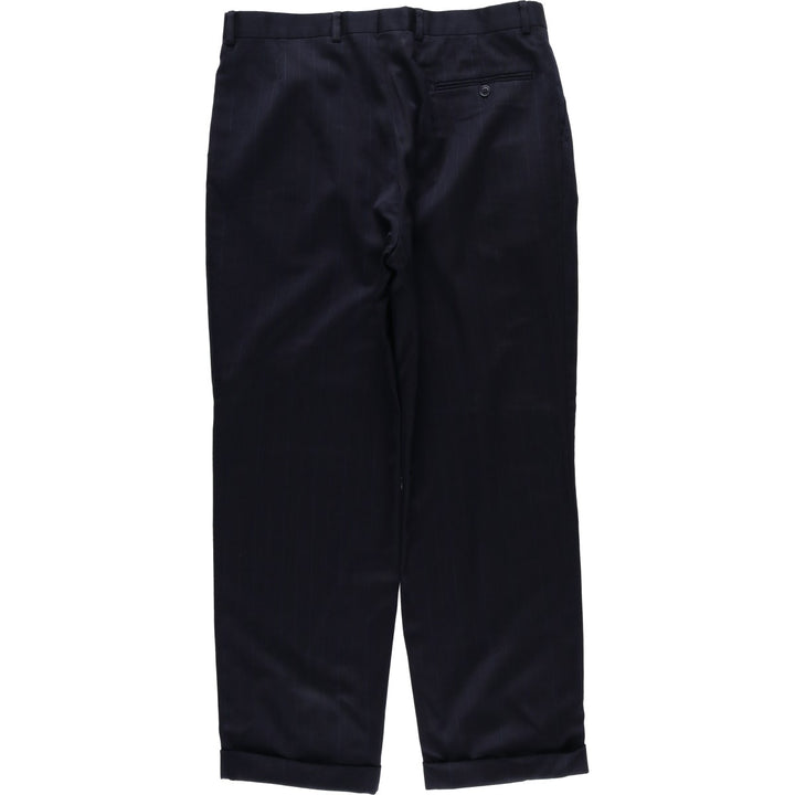 Yves Saint Laurent striped pattern slacks pants, men's size W34 (approx.) wool navy blue type Vintage Second Hand