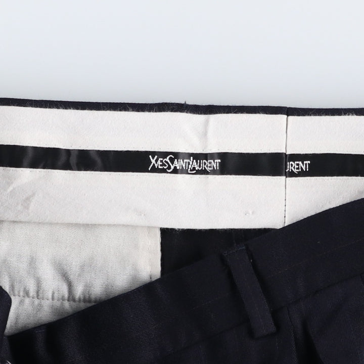 Yves Saint Laurent striped pattern slacks pants, men's size W34 (approx.) wool navy blue type Vintage Second Hand