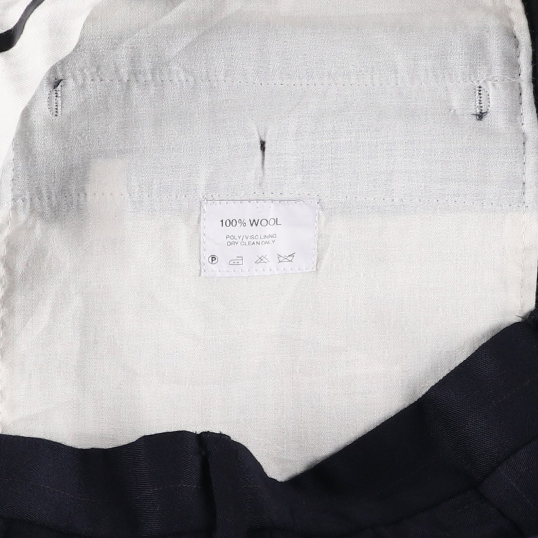 Yves Saint Laurent striped pattern slacks pants, men's size W34 (approx.) wool navy blue type Vintage Second Hand