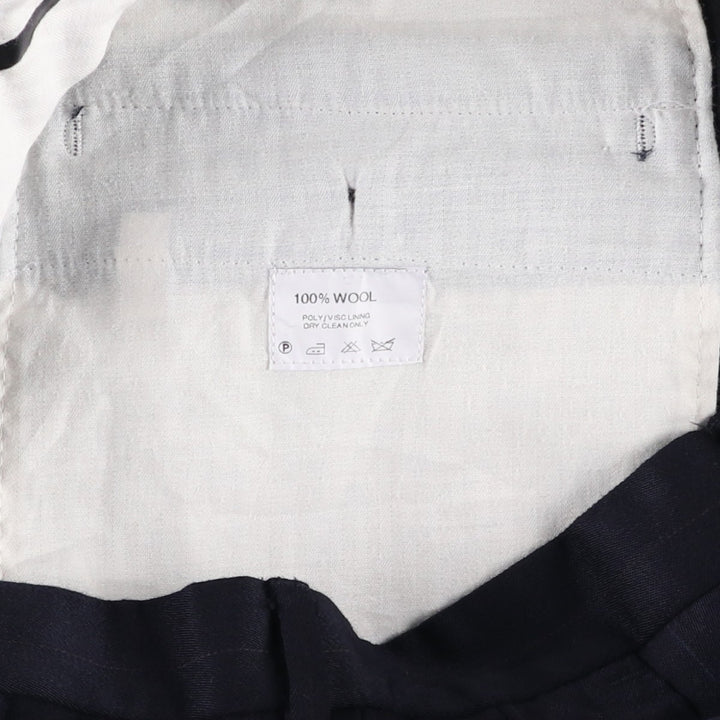 Yves Saint Laurent striped pattern slacks pants, men's size W34 (approx.) wool navy blue type Vintage Second Hand