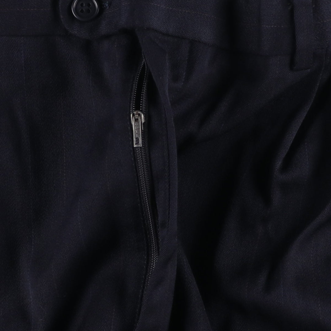 Yves Saint Laurent striped pattern slacks pants, men's size W34 (approx.) wool navy blue type Vintage Second Hand
