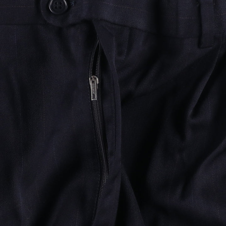 Yves Saint Laurent striped pattern slacks pants, men's size W34 (approx.) wool navy blue type Vintage Second Hand