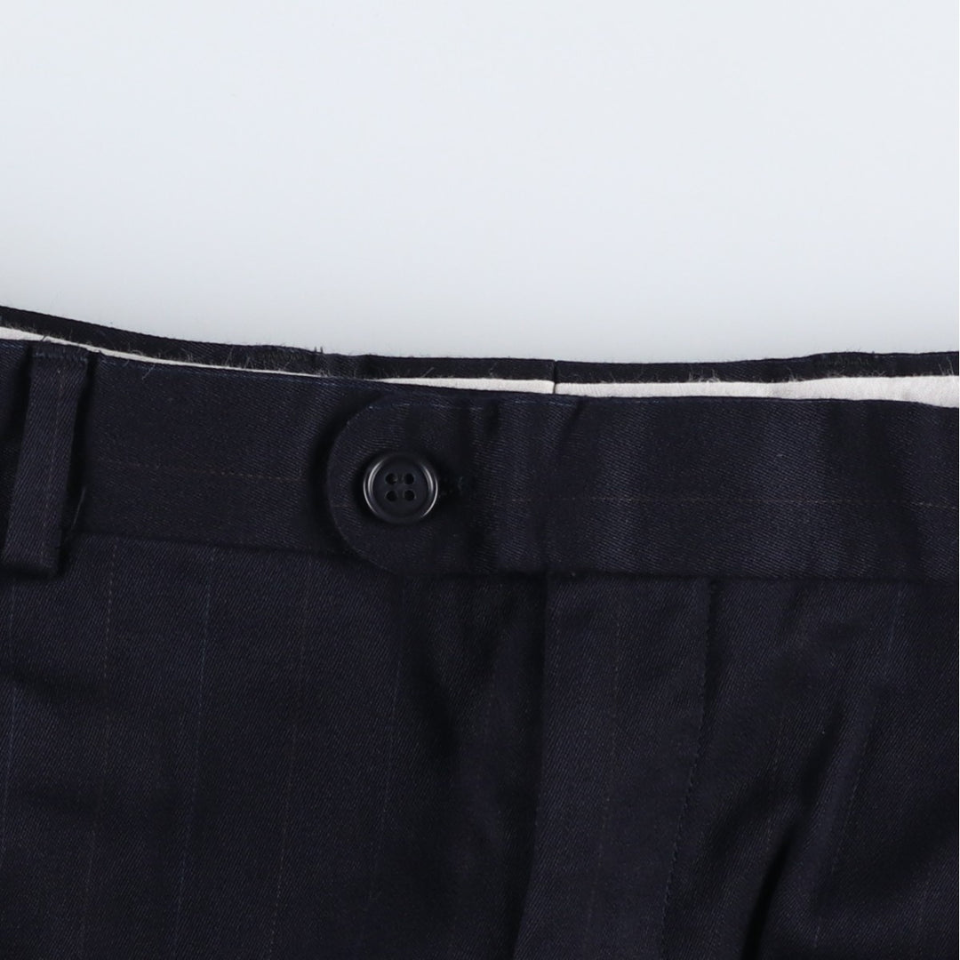 Yves Saint Laurent striped pattern slacks pants, men's size W34 (approx.) wool navy blue type Vintage Second Hand