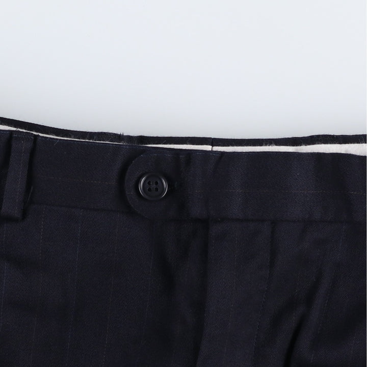 Yves Saint Laurent striped pattern slacks pants, men's size W34 (approx.) wool navy blue type Vintage Second Hand