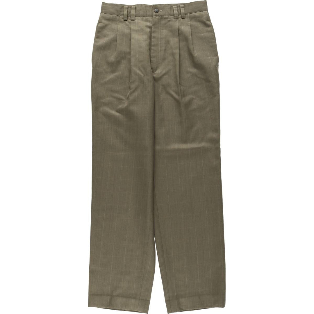 Pierre Cardin Check Pattern Two-Pleat Slacks Pants Men's W29 (approx.) unclear Khaki type Vintage Second Hand