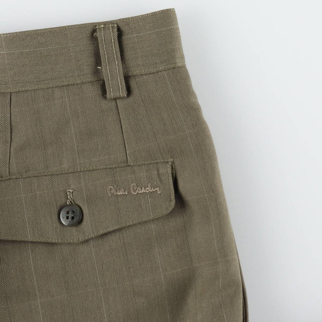 Pierre Cardin Check Pattern Two-Pleat Slacks Pants Men's W29 (approx.) unclear Khaki type Vintage Second Hand
