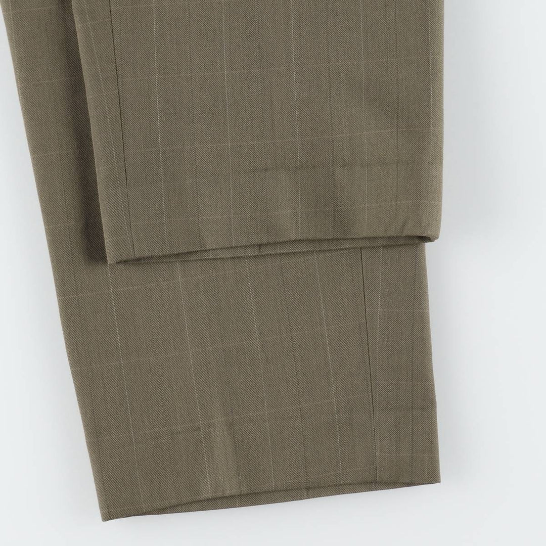 Pierre Cardin Check Pattern Two-Pleat Slacks Pants Men's W29 (approx.) unclear Khaki type Vintage Second Hand