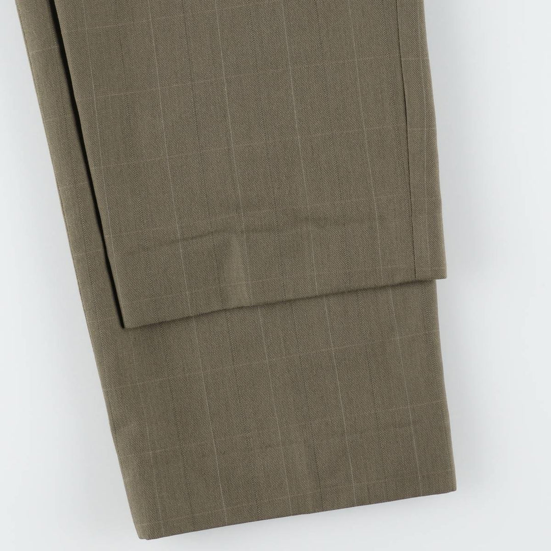 Pierre Cardin Check Pattern Two-Pleat Slacks Pants Men's W29 (approx.) unclear Khaki type Vintage Second Hand