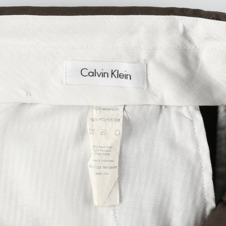 00s~ Calvin Klein slacks for men, size W34 polyester brown type Vintage Second Hand
