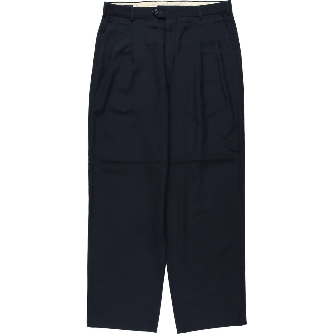 ~90'S John Alexander Two-Pleat Slacks Pants, Made in USA, Men's W32 (approx.), Vintage unclear navy blue type Vintage Second Hand