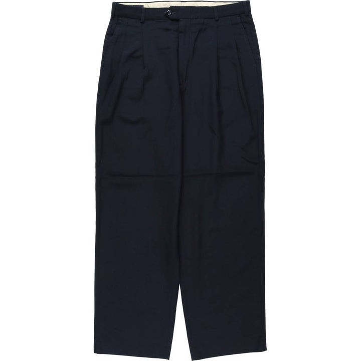 ~90'S John Alexander Two-Pleat Slacks Pants, Made in USA, Men's W32 (approx.), Vintage unclear navy blue type Vintage Second Hand