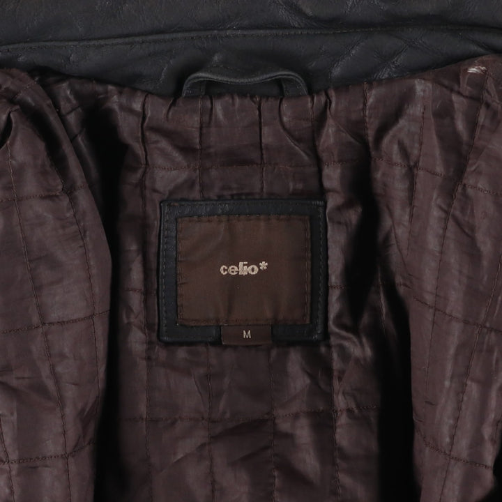 Celio Swing Top Type Leather Blouson, Men's Size M (approx.) genuine leather black type Vintage Second Hand