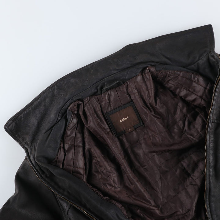 Celio Swing Top Type Leather Blouson, Men's Size M (approx.) genuine leather black type Vintage Second Hand