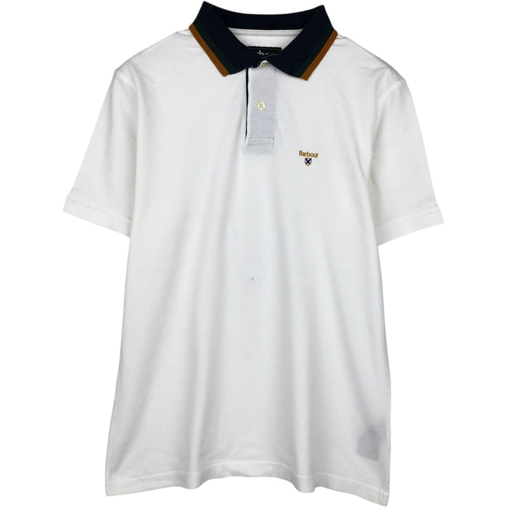 Barbour Short-Sleeve Polo Shirt, Men's Size L (approx.) cotton white type Vintage Second Hand