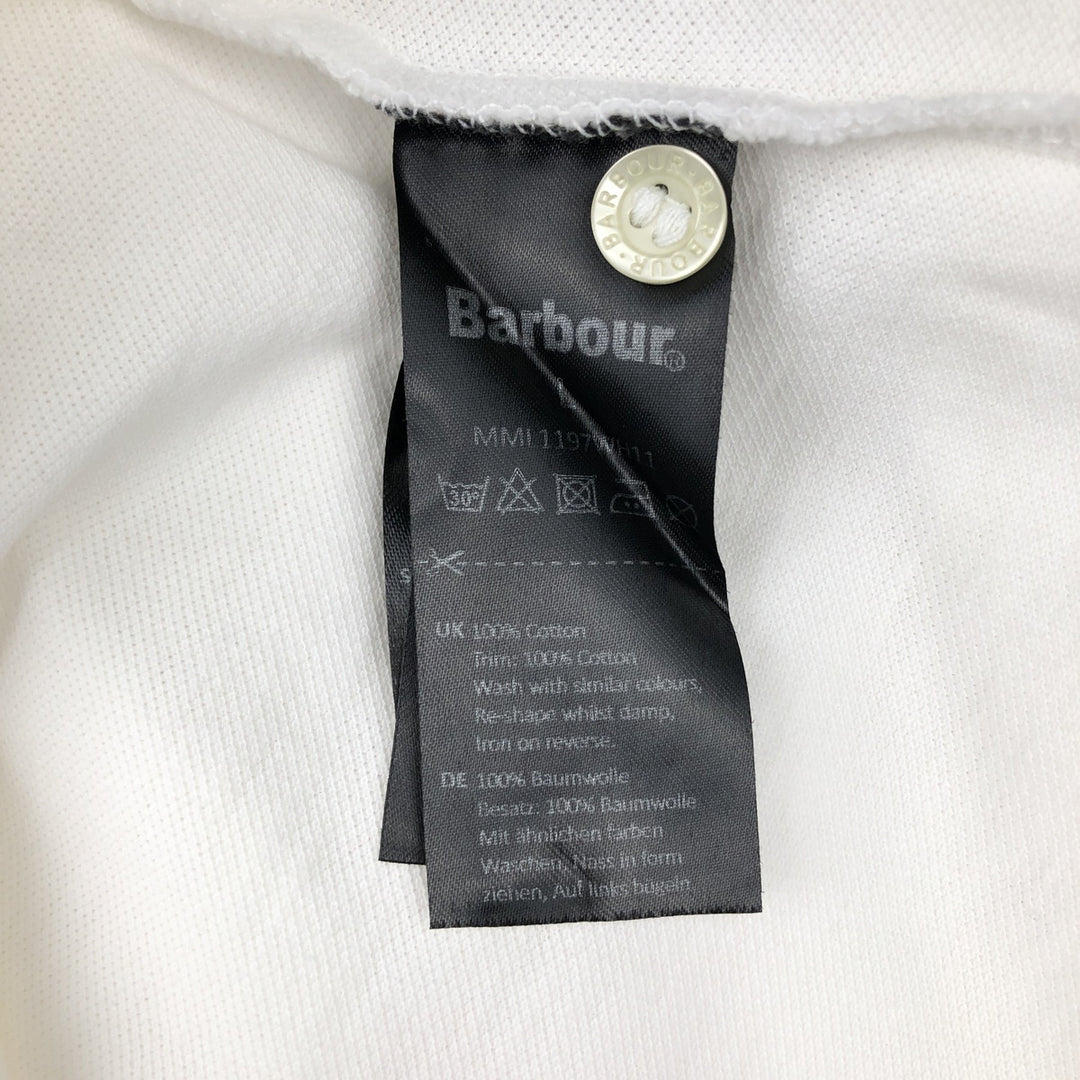 Barbour Short-Sleeve Polo Shirt, Men's Size L (approx.) cotton white type Vintage Second Hand