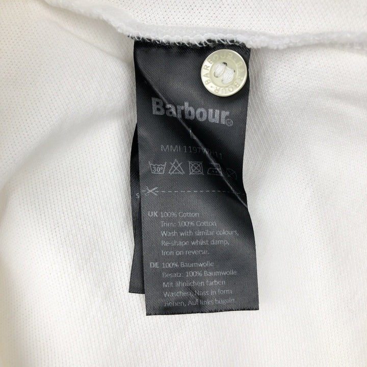 Barbour Short-Sleeve Polo Shirt, Men's Size L (approx.) cotton white type Vintage Second Hand