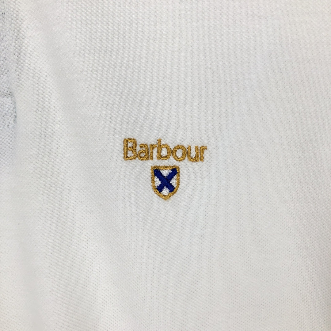 Barbour Short-Sleeve Polo Shirt, Men's Size L (approx.) cotton white type Vintage Second Hand