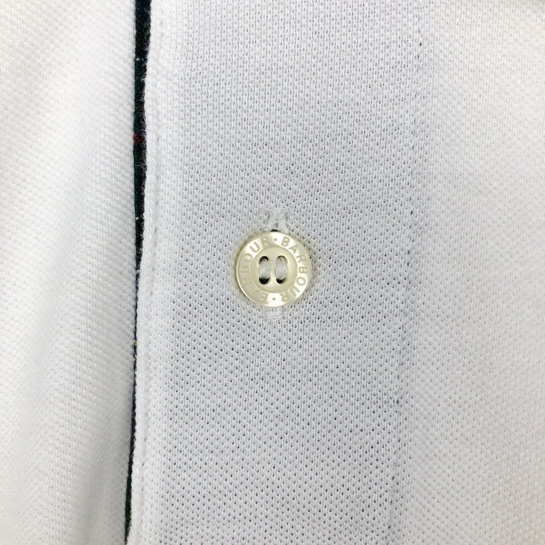 Barbour Short-Sleeve Polo Shirt, Men's Size L (approx.) cotton white type Vintage Second Hand