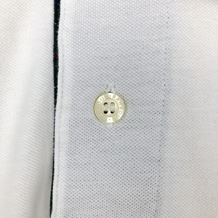 Barbour Short-Sleeve Polo Shirt, Men's Size L (approx.) cotton white type Vintage Second Hand