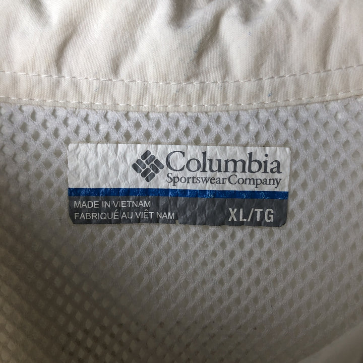 Columbia PFG OMNI-SHADE Omni-Shade Button-Down Short Sleeve Fishing Shirt Men's XL Nylon ivory Vintage Second Hand