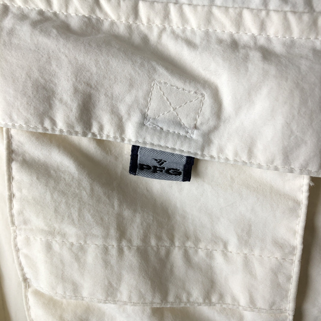 Columbia PFG OMNI-SHADE Omni-Shade Button-Down Short Sleeve Fishing Shirt Men's XL Nylon ivory Vintage Second Hand