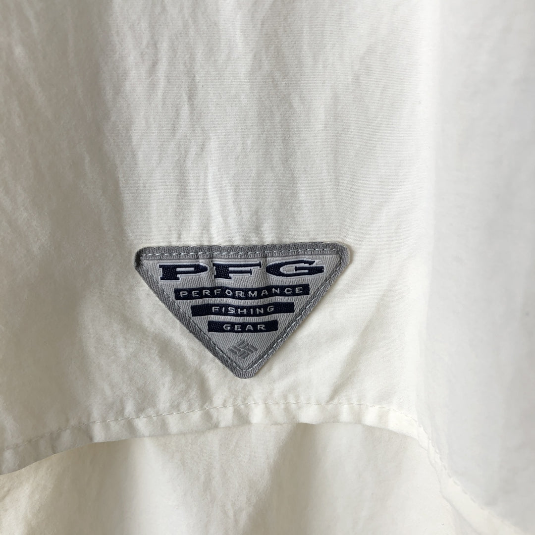 Columbia PFG OMNI-SHADE Omni-Shade Button-Down Short Sleeve Fishing Shirt Men's XL Nylon ivory Vintage Second Hand