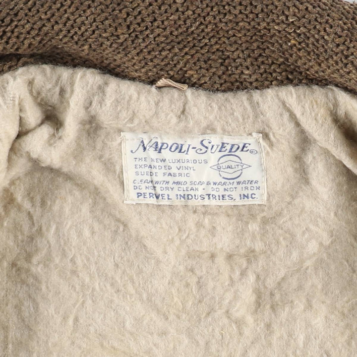 1950s-1960'S Napoli Suede Patchwork Faux Suede Leather Blouson, Men's Size L (Equivalent), Vintage Faux leather brown type Vintage Second Hand