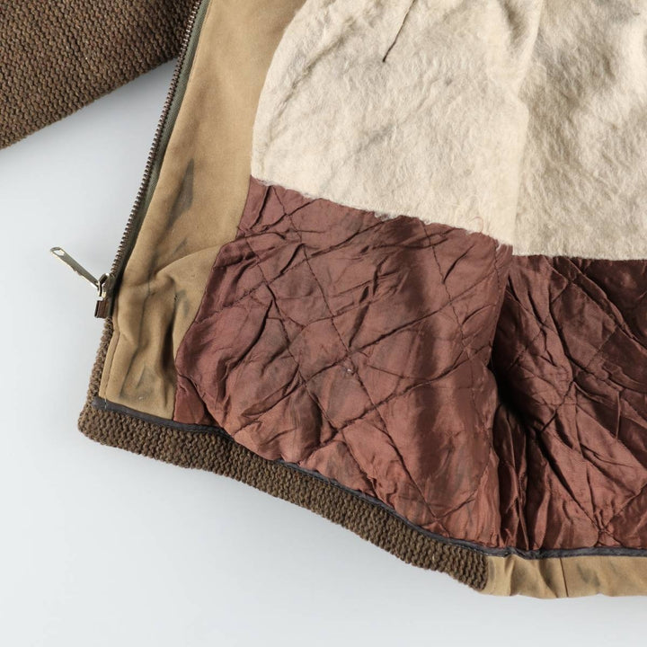 1950s-1960'S Napoli Suede Patchwork Faux Suede Leather Blouson, Men's Size L (Equivalent), Vintage Faux leather brown type Vintage Second Hand