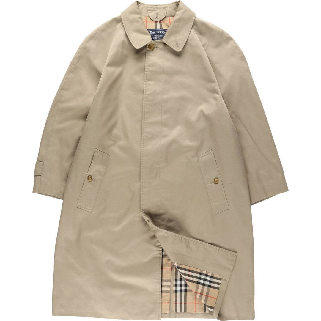 Burberry's Balmacaan coat, men's size L polyester Beige type Vintage Second Hand