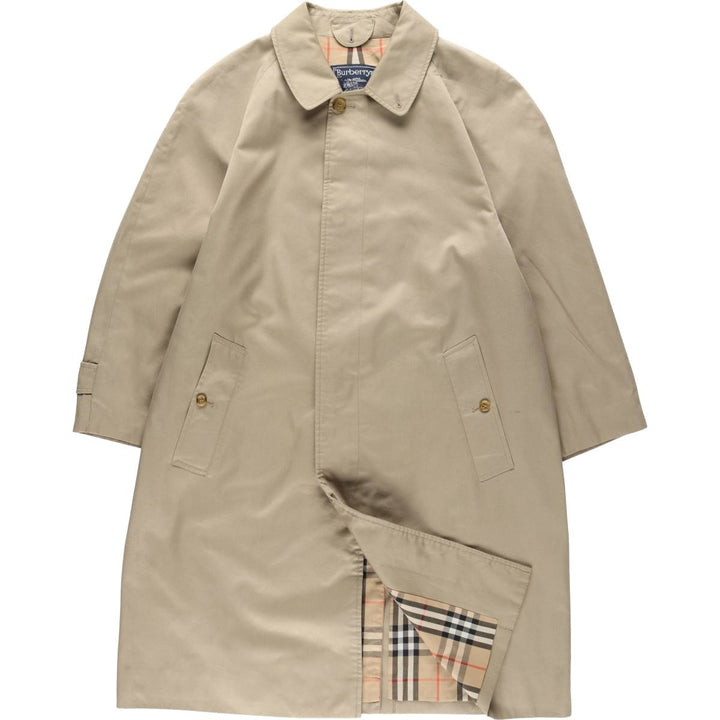 Burberry's Balmacaan coat, men's size L polyester Beige type Vintage Second Hand