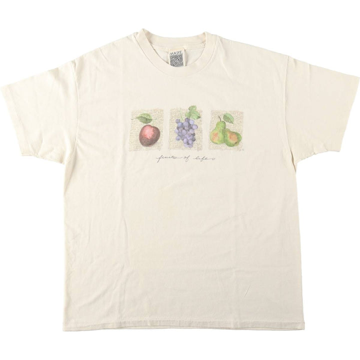 Vintage 90'S MAZE print T-shirt, men's size XL cotton Beige type Vintage Second Hand