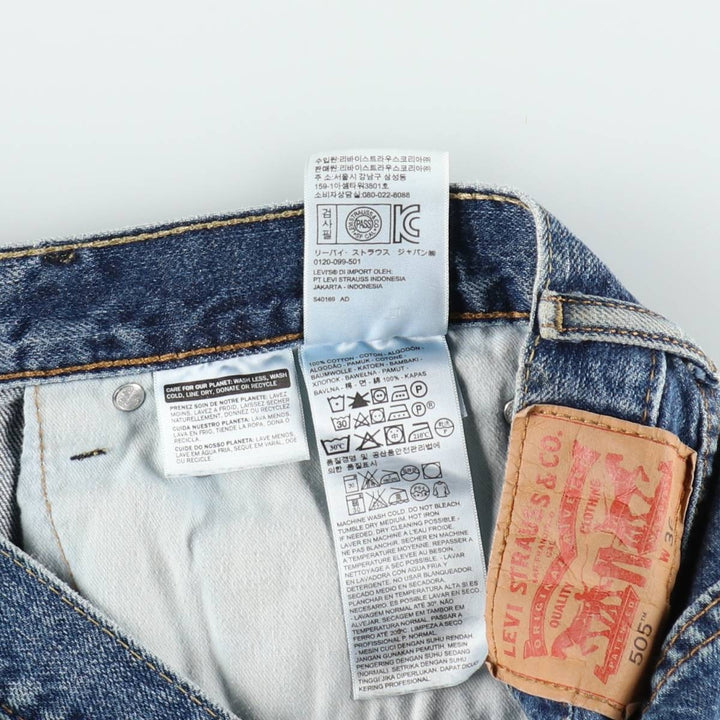 Levi's 505 denim shorts, men's size W37 (approx.) cotton blue type Vintage Second Hand