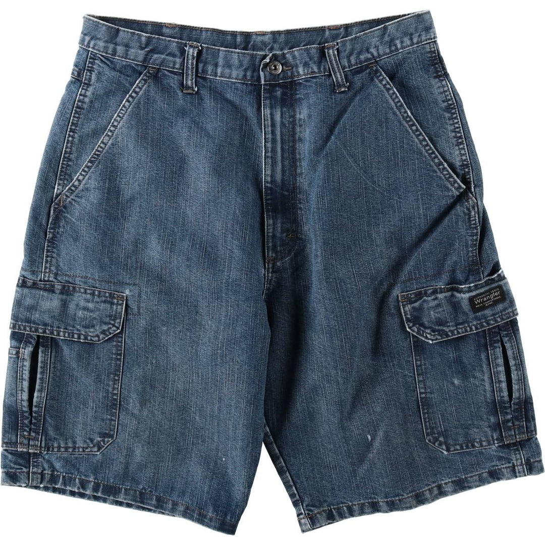 Wrangler denim cargo shorts, men's size W34 (approx.) cotton blue type Vintage Second Hand