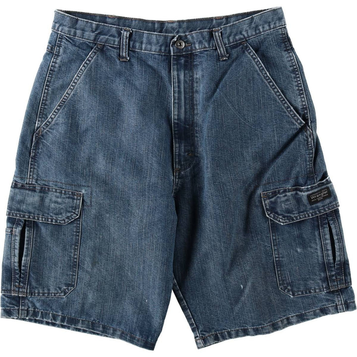Wrangler denim cargo shorts, men's size W34 (approx.) cotton blue type Vintage Second Hand